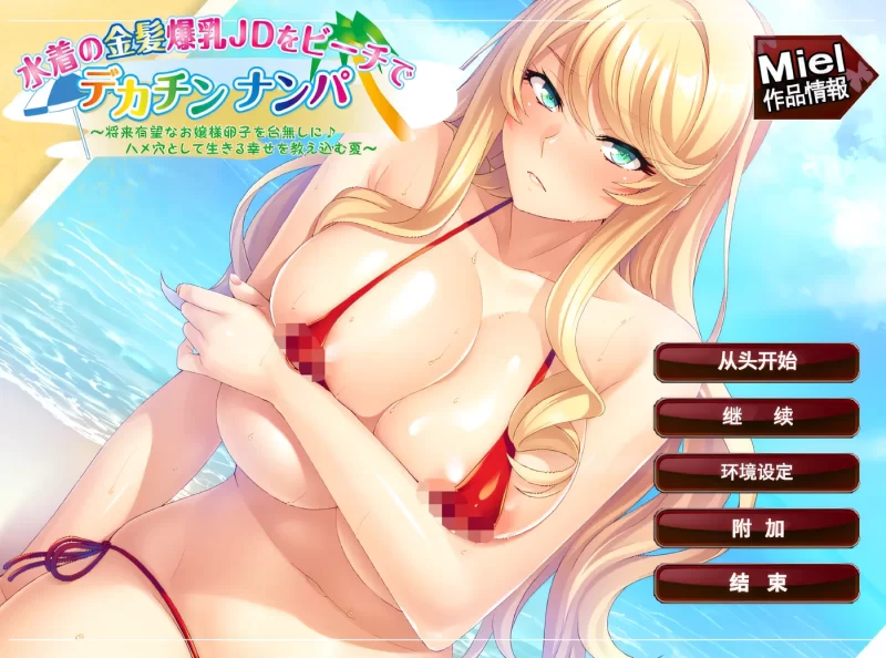 a8113在海滩上对穿着泳衣的金发巨乳女高中生进行大胆搭讪～ 官方中文【PC/290M/新作】-11